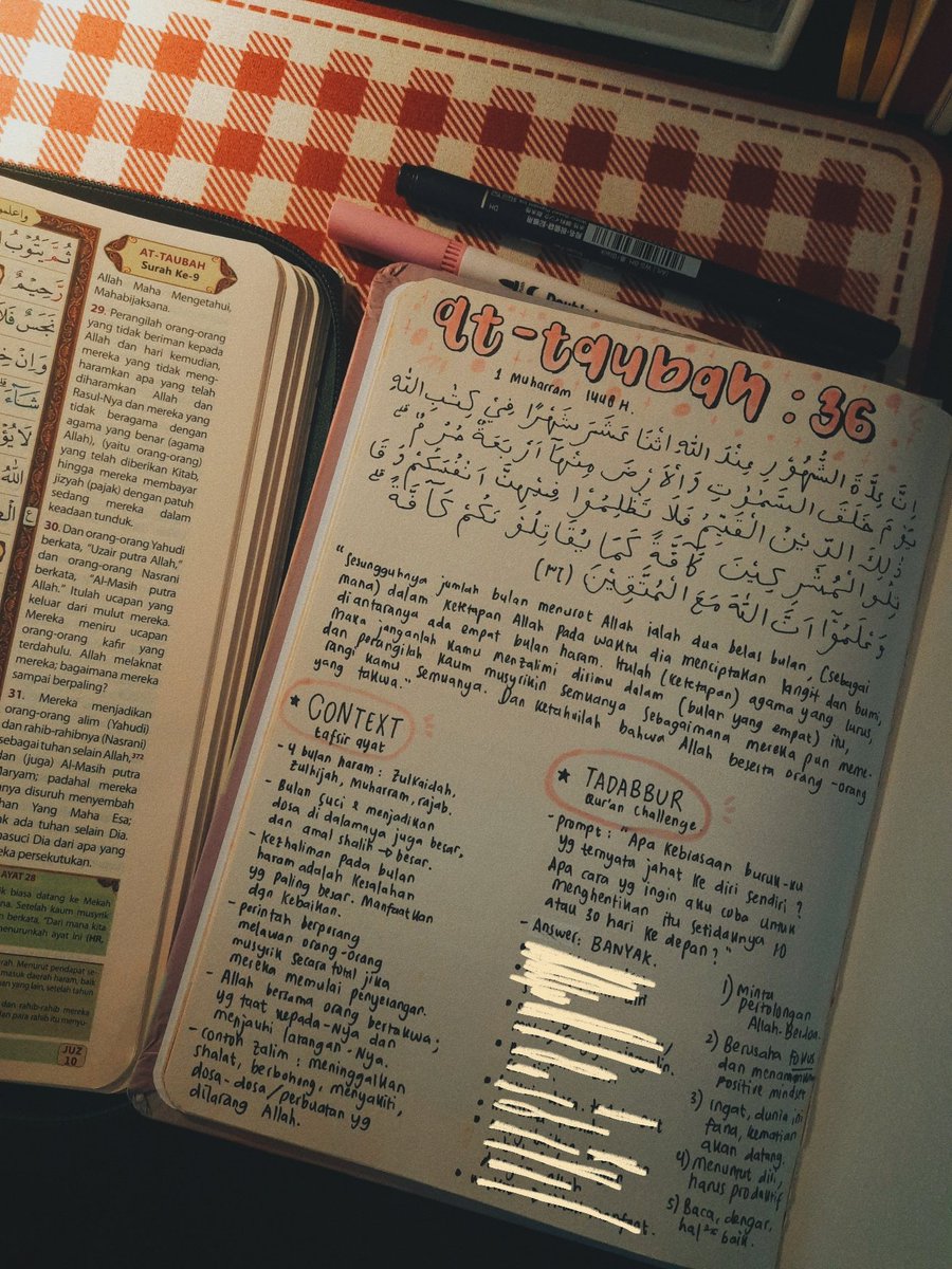 lepidopteraa_'s tweet photo. 🌸 tadabbur qur'an challenge 🌸
— 1 Muharram 1448 H
🍬 at-taubah: 36 
🍒 prompt: "apa kebiasaan burukku yang ternyata jahat ke diri sendiri? Apa cara yg ingin aku coba untuk menghentikan itu setidaknya 10-30 hari ke depan?" https://t.co/PF4weIXM4l