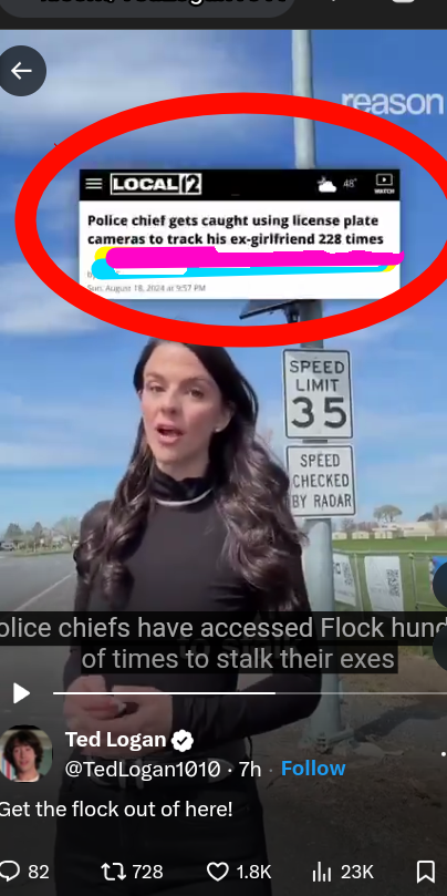 LHomestead17412's tweet photo. GA &amp; CA police chiefs were stalking their exes, GFs illegally using FLOCK cameras, license plate trackers. Ppl are vandalizing them incl in England where they're fined $15 a day for driving &amp; causing climate change

What about our rulers &amp; their private jets? [Shut up plebe] https://t.co/ryXo5Mq82q