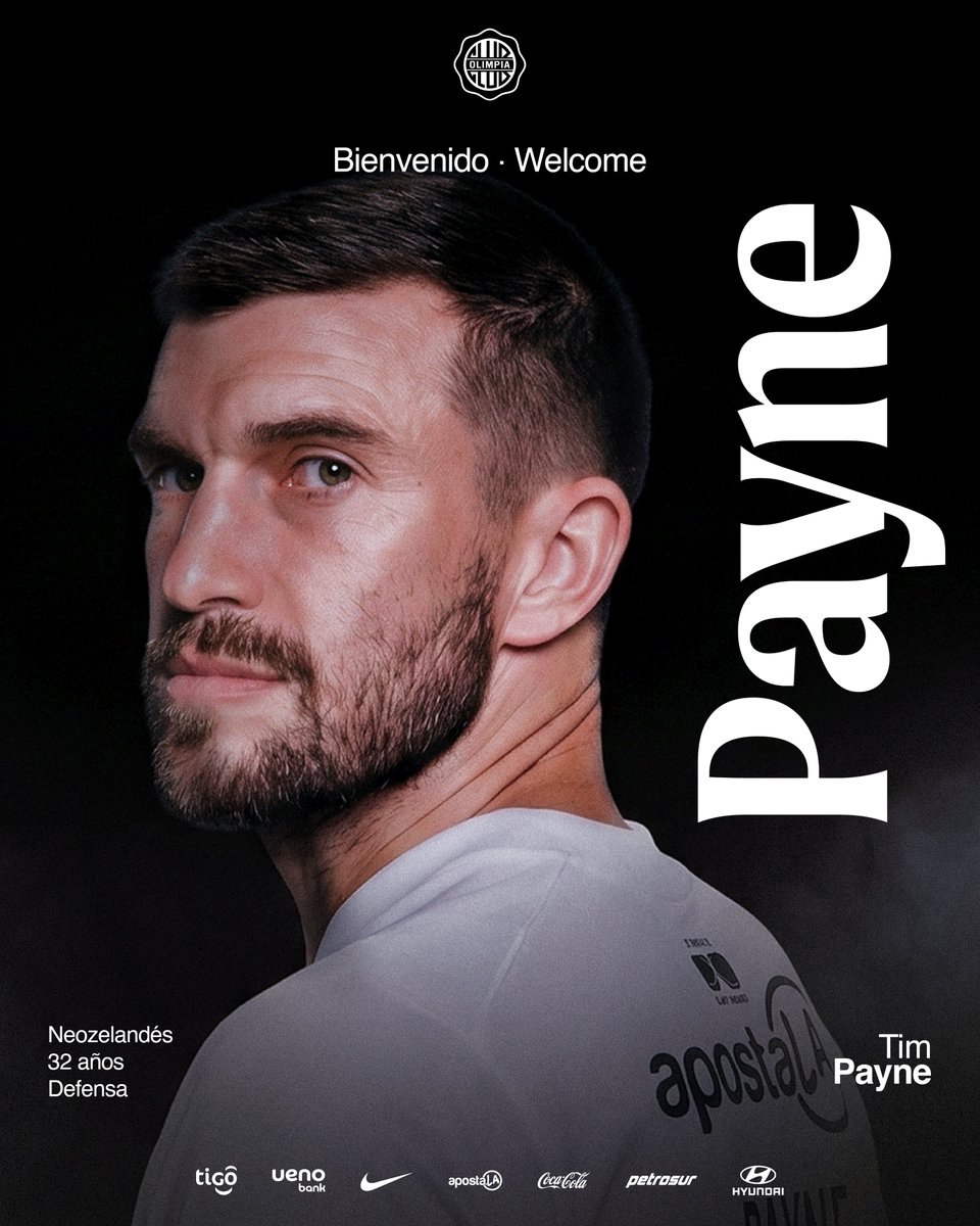 SrFutbolPy's tweet photo. Completamente oficial: Tim Payne acaba de ser oficializado como NUEVO JUGADOR del Club Olimpia. El lateral neozelandés, sensación en la Copa del Mundo 2026, se pondrá la camiseta franjeada en el segundo semestre de la temporada. 🔥🇵🇾 https://t.co/lLtEMkncbo