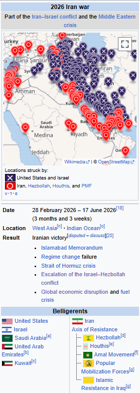 clashreport's tweet photo. Wikipedia lists the 2026 Iran War as an Iranian victory. https://t.co/VDtb8A7Pbj