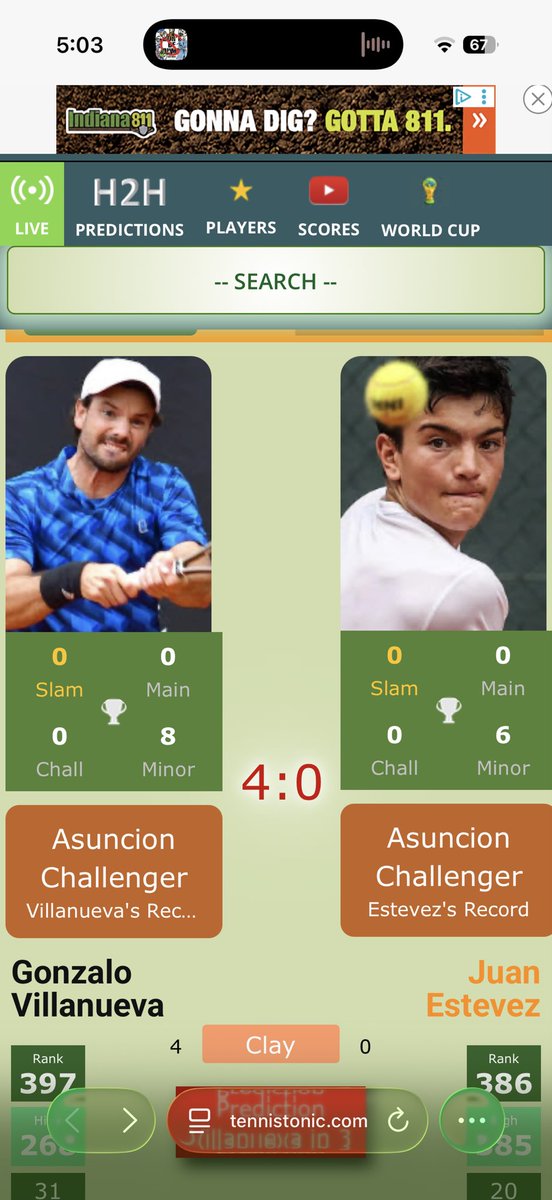 AustinCalv19338's tweet photo. And just like that Villanueva only holds serve once in the first set. 
Loses it 6-2 and has faced at least 1 break point every service game. 
3 breaks in 1 set.
Estevez free money lock it in https://t.co/kCkFnXOxZ9