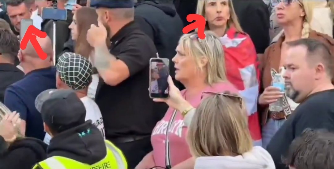 I_amMukhtar's tweet photo. 52-year-old Amanda McCartney has been remanded after pleading guilty to violent disorder following protests in Southampton.

She is a big Tommy Robinson supporter and was wrapped in a flag with his name on it.

She will be sentenced on the 30th of June. https://t.co/U12hbhchM7