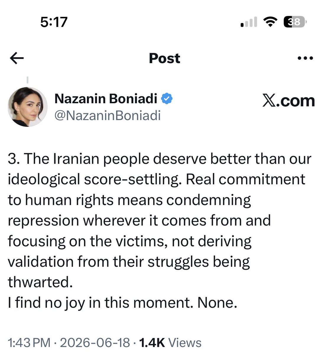 AtiehS's tweet photo. I’m sure MANY take immense joy in chemotherapy-ing you out of any political conversation about Iran and its human rights. https://t.co/aEkZqvc4Xf