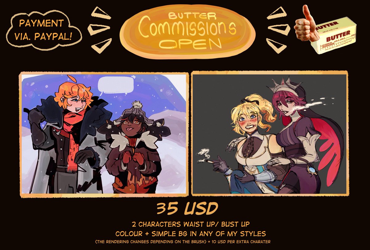 Thelastbutter's tweet photo. Quick C🌞mms Open!!!
If anyone's interested, DM me!! ^v^)/ https://t.co/mDLK5GQCWk
