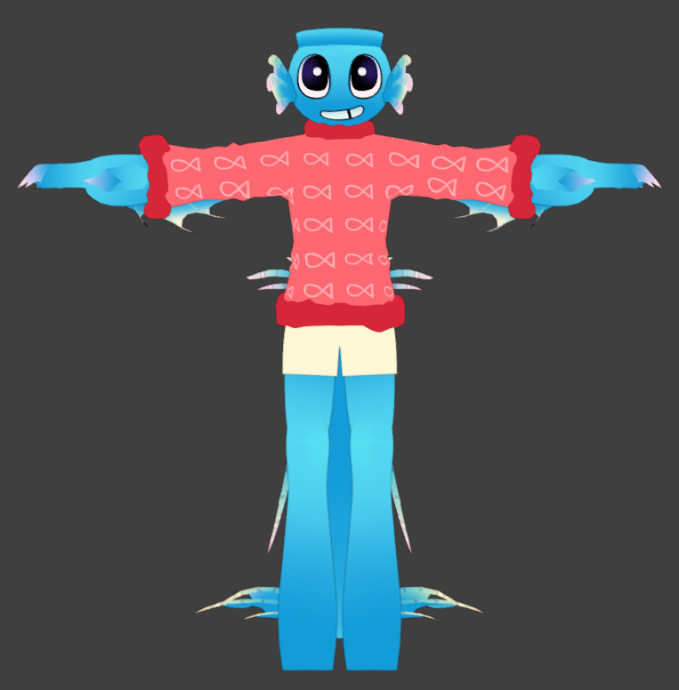 VoidBornRaptor's tweet photo. Original and Prismatic skins done. Will add more stuff later but for now I wanna get this one done and tested.

#finn #dandysworldfinn #dandysworld #finnthefishbowl #vrchat #avatar #3dmodel https://t.co/zdAa4B01Uv
