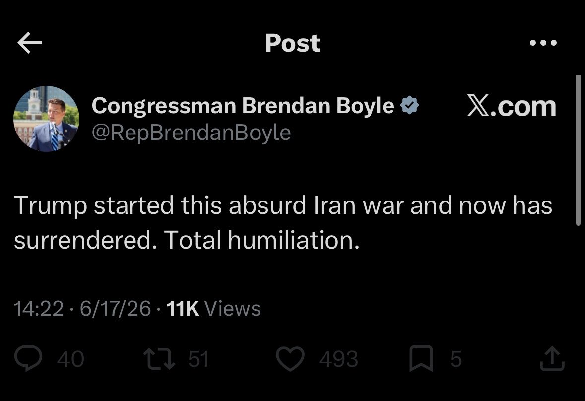 pipeymcpip's tweet photo. @CongBoyle Imagine being this upset about ending a war started for the sake of the genocidal Zionist regime. Brendan thinks we should continue tanking the world economy to make his AIPAC handler happy. https://t.co/XCGZqfY4zx