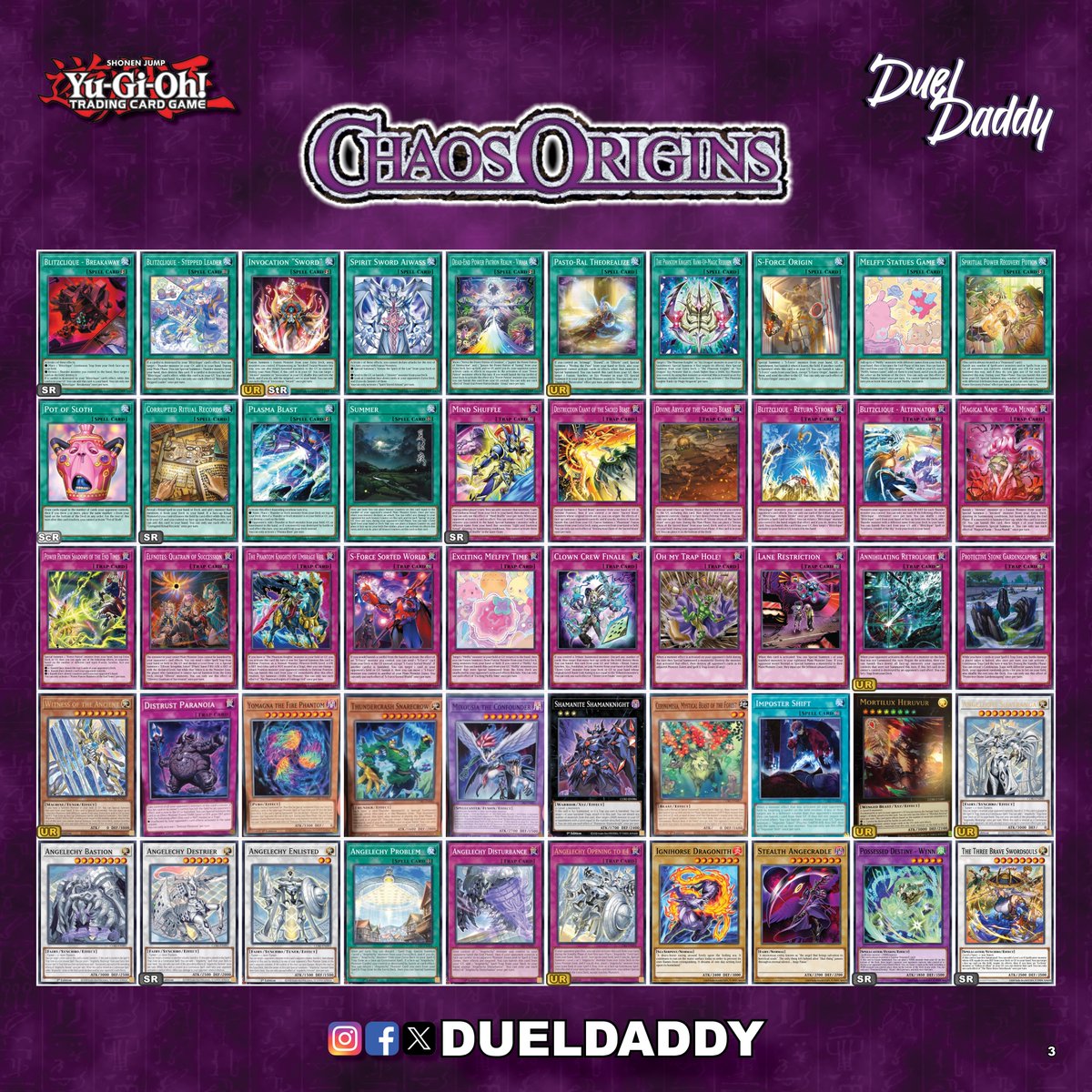 Duel_Daddy's tweet photo. Sorry for the delay!  Been a crazy day at work.

Chaos Origins box openings went live today, I've compiled everything I've seen so far!  Please note, we do not have the full list of Starlight Rares yet, but it looks like with this new set, Supers can be Starlights!
#yugioh https://t.co/sR4xMR1D4M
