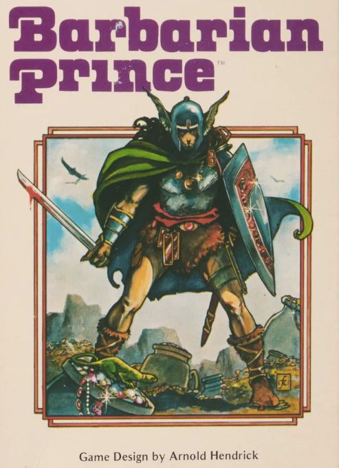 scottrkrol's tweet photo. Today I'm wrapping up the early days of microgames with what I consider the coolest and most impressive microgame of the era (which does not mean best), Barbarian Prince. This solo fantasy adventure game was designed by Arnold Hendrick and published in 1981 by Dwarfstar Games. Dwarfstar was part of Heritage USA. While the company's microgame line were almost all hard hitters the company filed for bankruptcy a year later in 1982. The brightest flames often burn the shortest.

Barbarian Prince (BP) was a paragraph based game system. The player, the titular Barbarian Prince, has been forced from his home after his father the King was assassinated and replaced with an usurper. Armed with only your sword and possessing a pauper's worth of coins you must earn enough money to hire a military force to reclaim your rightful throne. As you do this the clock is ticking, as in ten weeks those who have stolen the crown will have enough reinforcements to make retaking the castle impossible. 

The game unfolds on a hex map. The game came with a miniature of the Prince for tracking the player on his journey. Turns represent one day with the player allowed to do one action a day. An action could be resting, seeking news, hiring followers, making temple offerings, and much more. Oh, and of course the most important action, moving to a new hex. At the end of the day the player must eat and each day without food has a significant impact on the player's abilities. While you cannot die from starvation you'll reach a point of such nutritional deprivation that a mean look will send you to the great beyond.

What makes BP so impressive is the sheer amount of content that is packed into the game. You can travel on foot, mounted, airborne, or rafting. Encounters range from social to combat and there are even rules for falling in love. This may actually be the first game in which you can date NPCs. Actions such as temples, villages, and meeting with nobles have a multitude of possibilities beyond simply buying equipment and resting. There are tiny details like if you hunt in a civilized area you could end up being chased by the local police force for poaching. This is a living, breathing world.

The only downside to BP is this is a game that if you hate RNG you'll hate BP. One game, cursed by the dice gawds, saw my guy never leaving his initial hex, wandering in circles and starving with each passing day as he failed his hunting. But when the dice are on fire so is the game.

Barbarian Prince is highly recommended and you can actually download a copy to experience the game, along with several other Dwarfstar microgames here:

https://t.co/NHq2seROiW

Next time our journey enters the '90s and '00s, a period that saw one Canadian publisher bringing indie wargames to the masses in a small format.