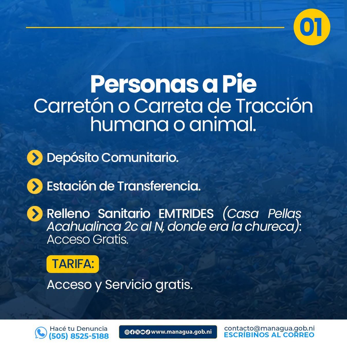 huella_sandinis's tweet photo. Evitá que te MULTEN.
La Basura tiene su lugar y depositarla correctamente es fácil.
Escaneá el Código QR, encontrá el Punto que corresponde y contribuí a una Managua limpia y ordenada.
Si trasladás tus residuos en Carretón o Carreta tenés opciones gratis para depositarla correcta https://t.co/184oB4bsWz