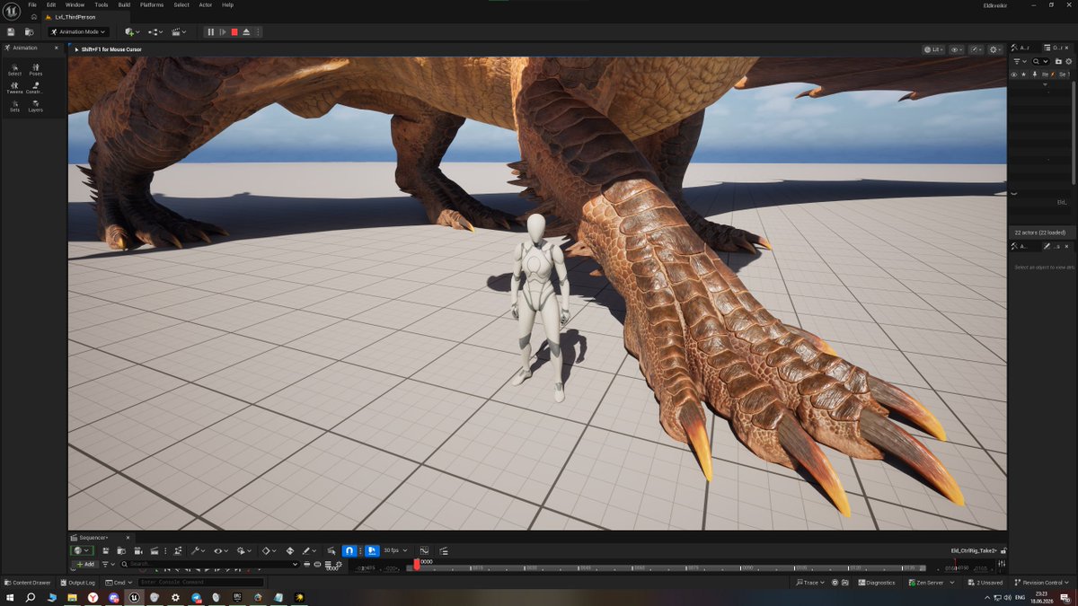 Doesh96's tweet photo. Wip

Considering how bad I am at rigging and how much I love experimenting, I broke my rig for Unreal. 

Thanks to Advanced Skeleton for their non-destructive rigging — I fixed everything and now it’s running in Unreal on a Control Rig.

OC belongs to @Eldkveikir_07  
#Dragon #UE https://t.co/o11JpvLjqc