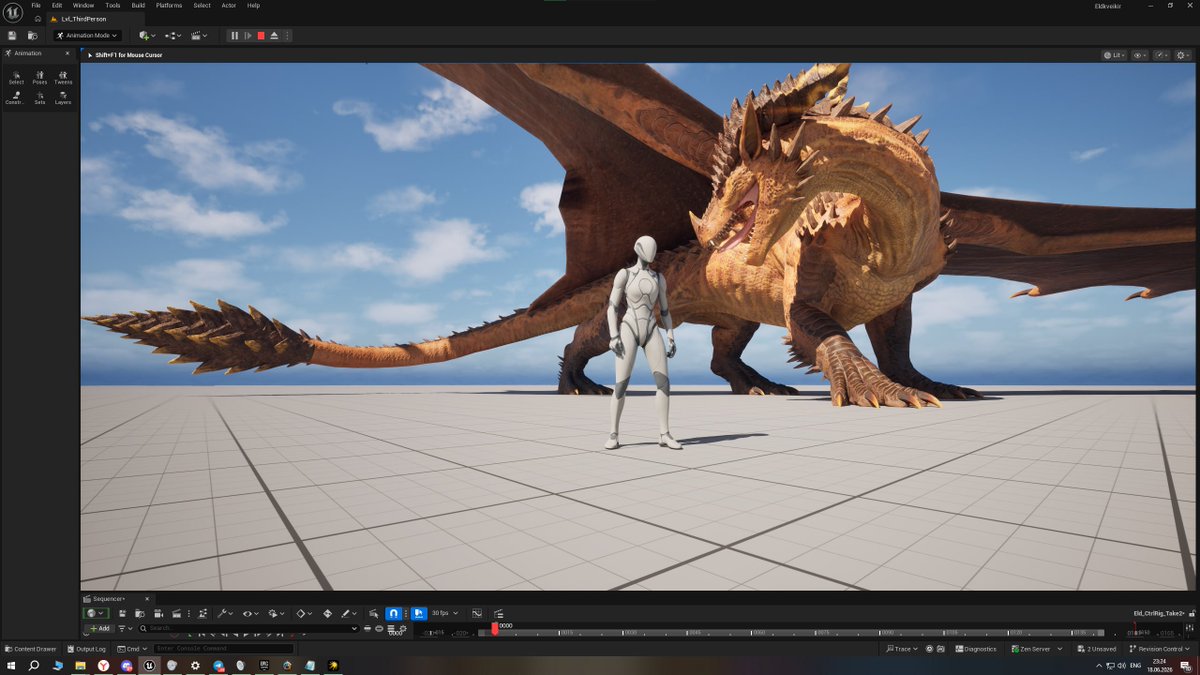 Doesh96's tweet photo. Wip

Considering how bad I am at rigging and how much I love experimenting, I broke my rig for Unreal. 

Thanks to Advanced Skeleton for their non-destructive rigging — I fixed everything and now it’s running in Unreal on a Control Rig.

OC belongs to @Eldkveikir_07  
#Dragon #UE https://t.co/o11JpvLjqc