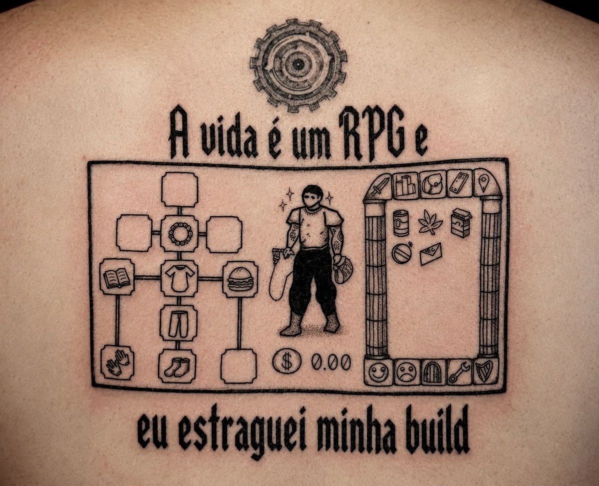 nagossaim's tweet photo. Quem joga RPG faria uma tatuagem dessas? Hahaha https://t.co/faCgPcQV91