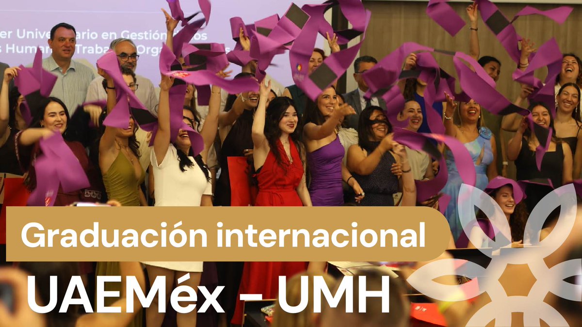 UAEMEX_Int's tweet photo. 🎓¡Éxito sin fronteras! Felicitamos a la 2ª generación del Doble Grado entre la #UAEMéx y la @UniversidadMH 🇪🇸. Alumnas de la Maestría en Administración de Recursos Humanos celebraron su graduación durante su estancia académica en España. Con el valioso auspicio de la @AsocAUIP https://t.co/5afuz6Jvrm