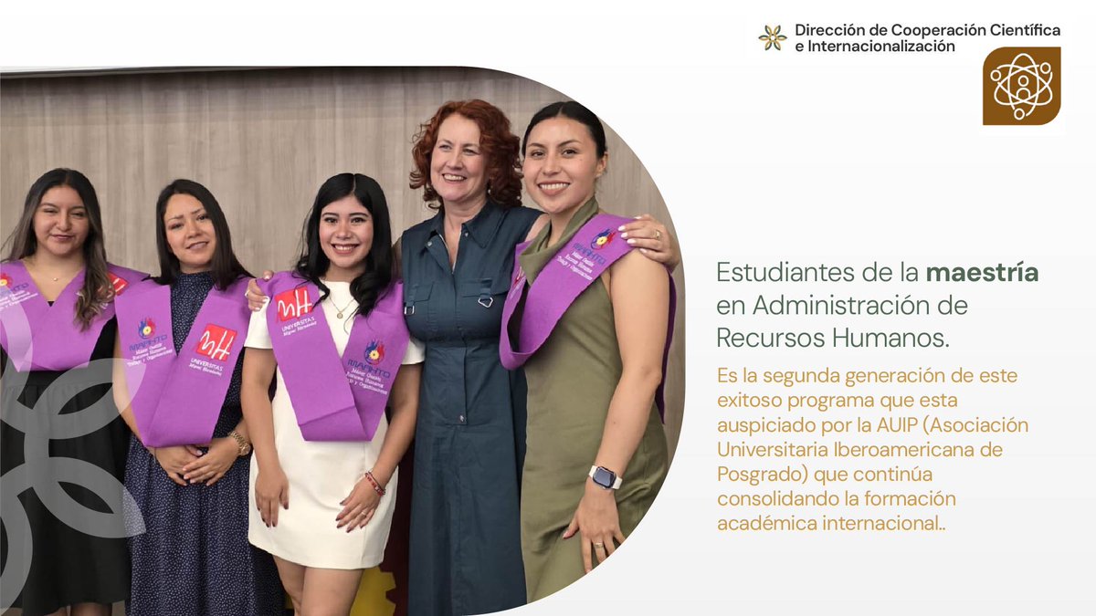 UAEMEX_Int's tweet photo. 🎓¡Éxito sin fronteras! Felicitamos a la 2ª generación del Doble Grado entre la #UAEMéx y la @UniversidadMH 🇪🇸. Alumnas de la Maestría en Administración de Recursos Humanos celebraron su graduación durante su estancia académica en España. Con el valioso auspicio de la @AsocAUIP https://t.co/5afuz6Jvrm