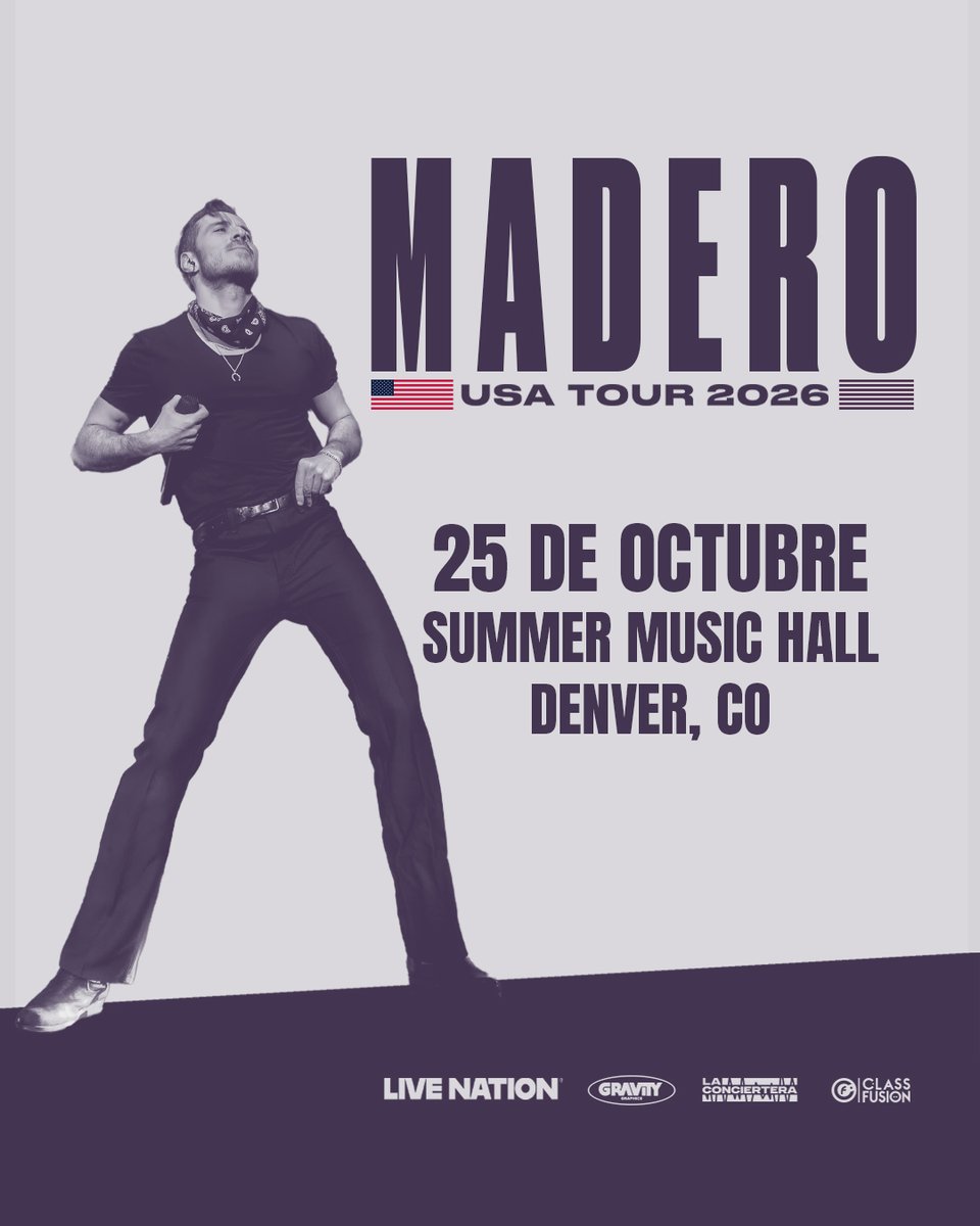 SummitDen's tweet photo. Just Announced! Canciones que marcaron etapas y letras que se siguen resonando ⚡️
Jose Madero llega a Summit Music Hall el 25 de Octubre🌹

🎫 Presale | Join Live Nation All Access to unlock the presale 6/25 at 10am MT
🎫 On Sale | 6/26 | 10am https://t.co/kumyHz0LKg