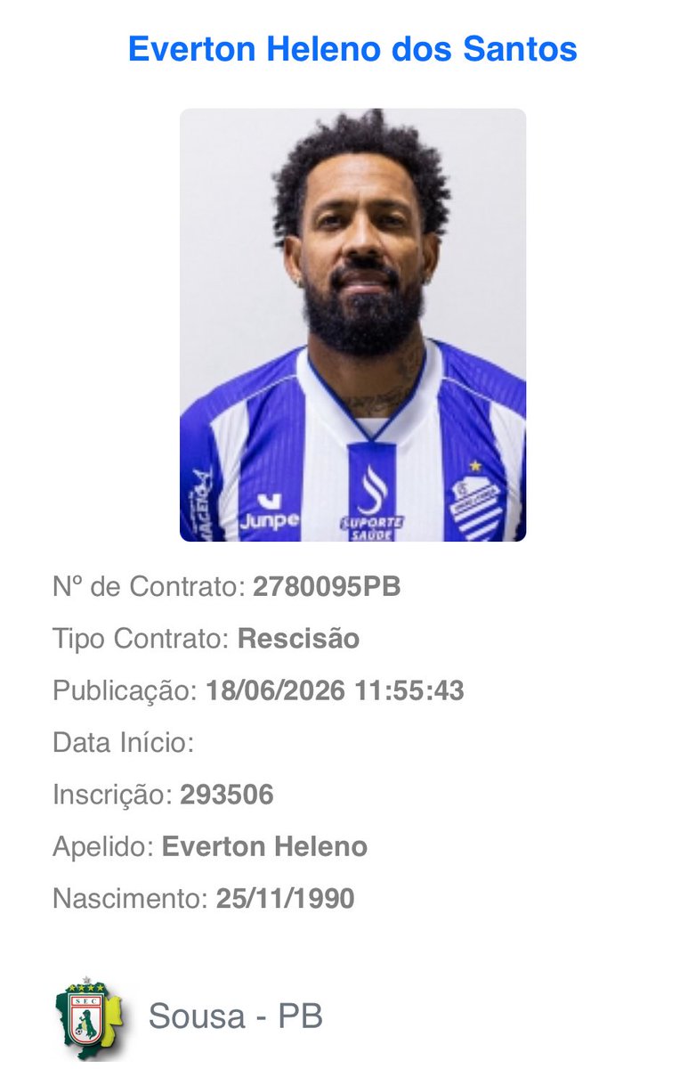 Severoliveira_'s tweet photo. 🗞️ | O meia Everton Heleno se apresentou na tarde desta quinta-feira (18), no CT Gustavo Paiva. O jogador realizou exames médicos, avaliações físicas e já participou do treino com o restante do elenco. Com a rescisão junto ao Sousa-PB já publicada no BID, o anúncio oficial pelo CSA deve ocorrer em breve.