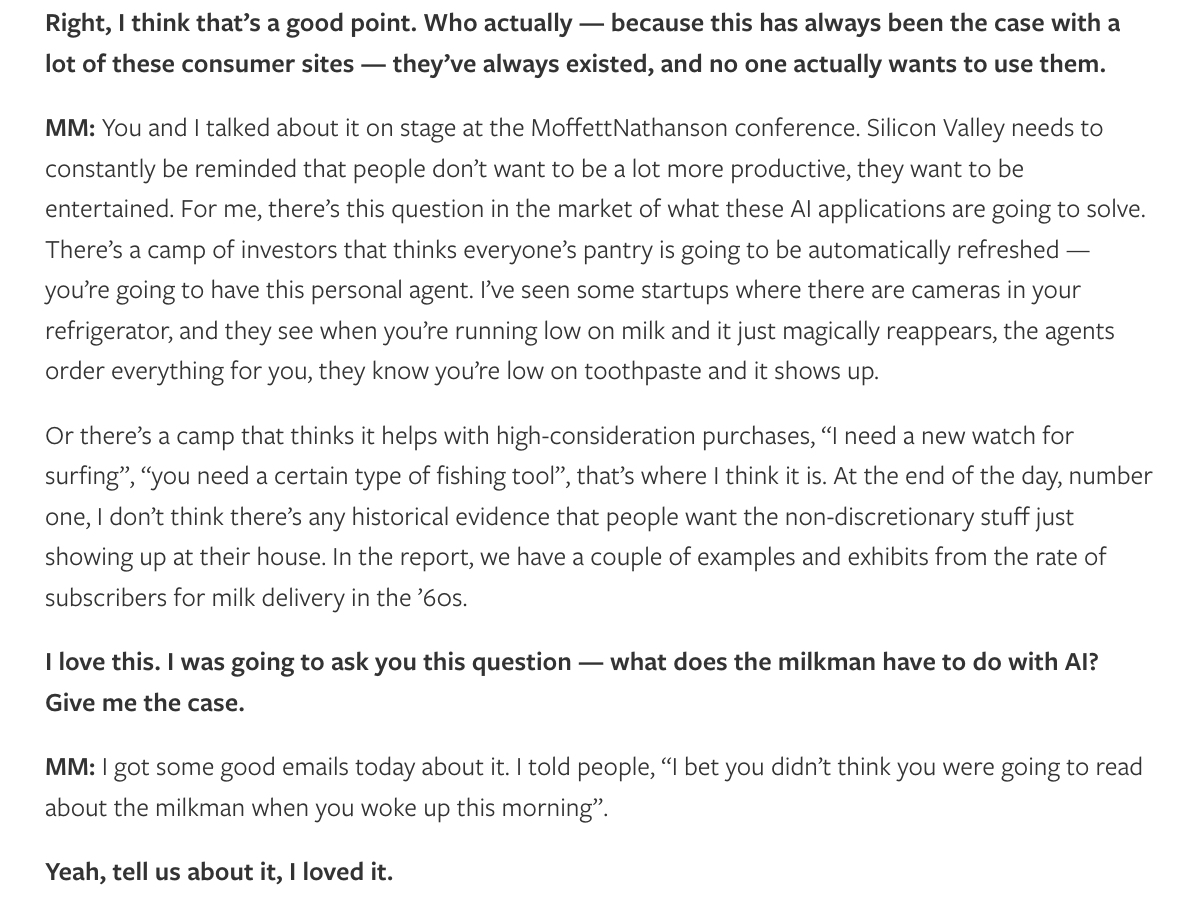 sarthakgh's tweet photo. "I don’t think there’s any historical evidence that people want the non-discretionary stuff just showing up at their house."

via @stratechery https://t.co/uIhCAt8HzP