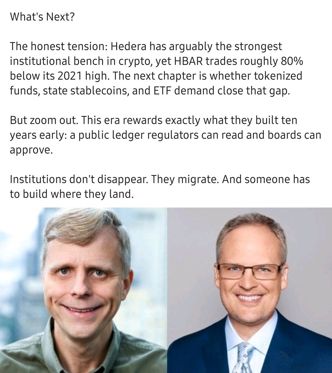 SYCR6h8A4qUyAHf's tweet photo. https://t.co/a4zqJeaATk
Dennis Owusu-Sem
(Chief Operating Officer This Week in Fintech)
Two US Air Force officers bet that institutions were the whole point.
Meet Dr. #Leemon Baird and #Mance Harmon, co-founders of #Hedera. https://t.co/hEKSmwlmWT