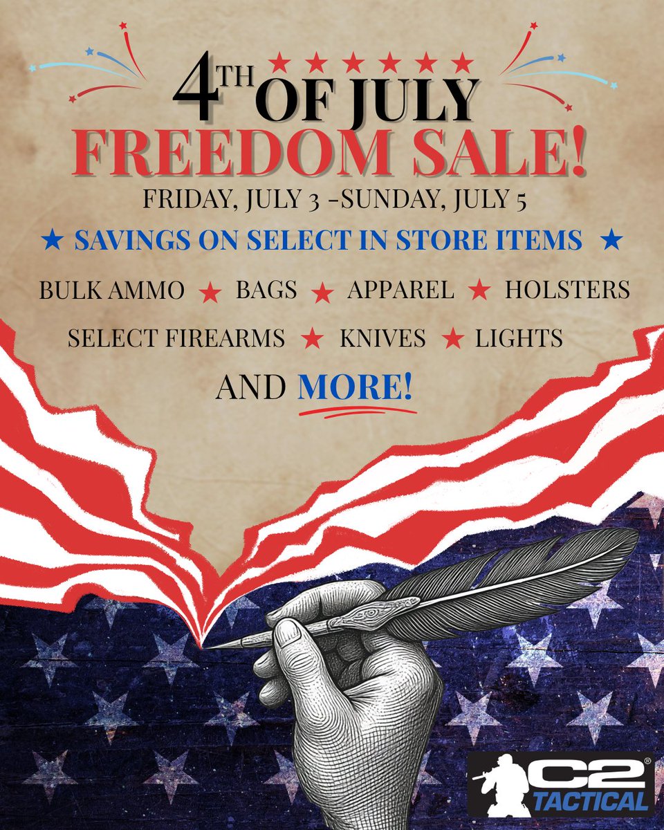 C2_Tactical's tweet photo. 🗽250 years is a big deal!🎆 To celebrate this event we are having an incredible 4th of July Freedom Sale 😄🎉✨️⁠
🌟We are happy to commemorate this milestone with one of our own, the opening of our new Mesa Location! 💫 Come by to any of our locations to check out what's new https://t.co/oUnzxs0MDP