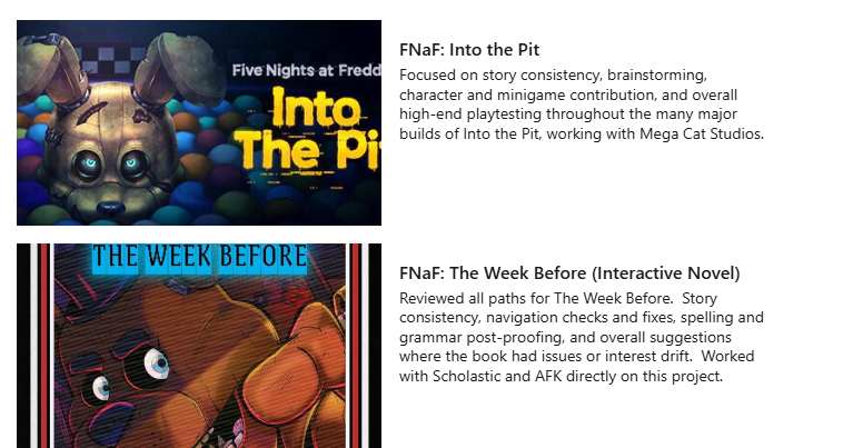 GotyRase268's tweet photo. DJ STERF'S INVOLVEMENT ON FNAF PRODUCTS

DJ Sterf details in his Linkedin profile the specifics of his involvement in several FNAF products, both books and games. https://t.co/AZYhb5mqXQ