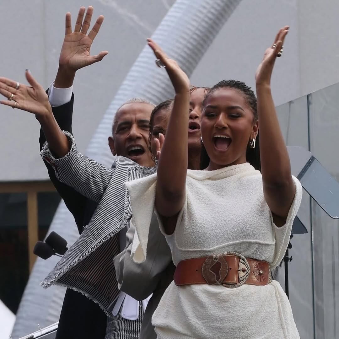 EXTRAbyMILE's tweet photo. Chicago: At the Obama Presidential Center opening ceremony with Obama daughters Malia and Sasha enjoying every moment, while supporting their parents. https://t.co/DNo4mVzlFx