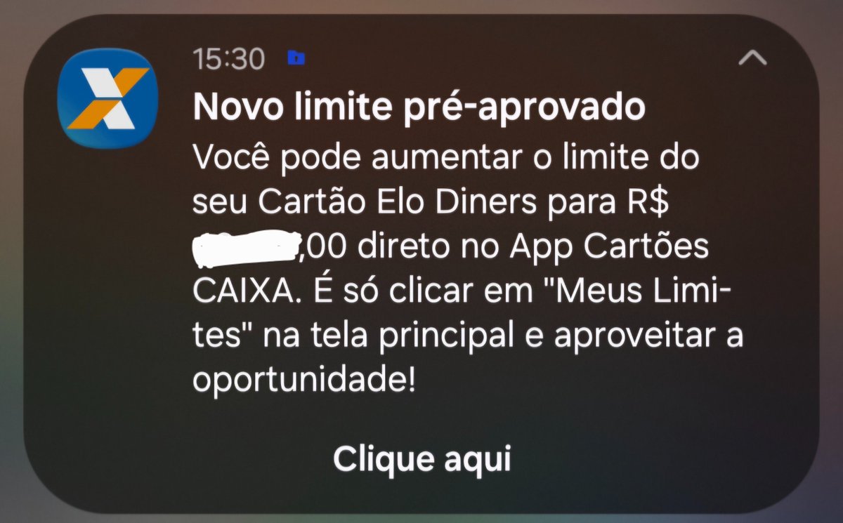 pernasci's tweet photo. Há dias a @Caixa  me informa que tenho limite novo no meu cartão de crédito, mas pasmem, a função para aumentar o limite no app... simplesmente nao existe. Haja coragem de ter conta nesse banco! só fico ainda por conta da pontuação nas milhas https://t.co/1hLuiXY68n