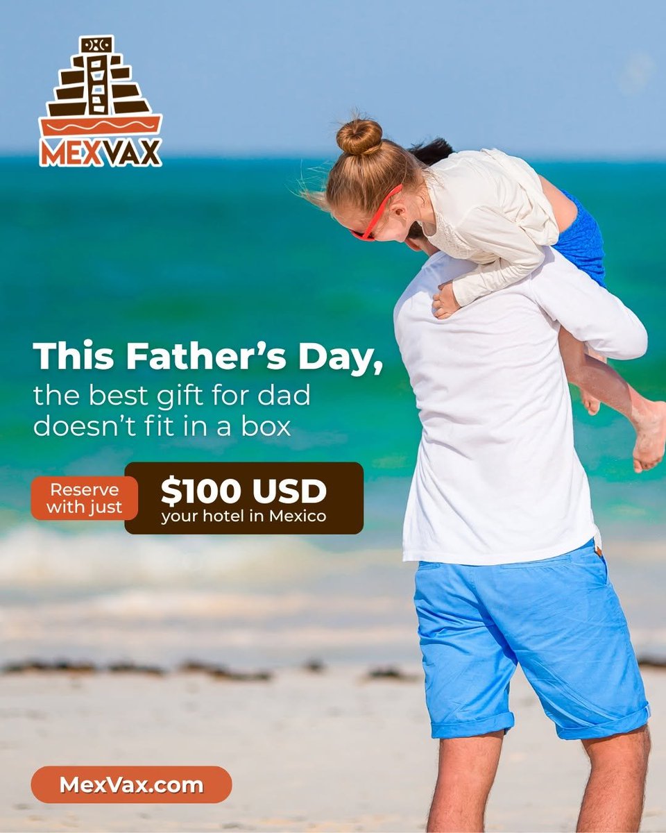 mexvax's tweet photo. This Father's Day, surprise him with something he'll truly remember.
Book your hotel in Mexico's best destinations with MexVax and turn a weekend into an unforgettable experience together. 📷📷 https://t.co/Dvl9pNvqn6
#mexicohotels #hotelsandresorts #mexicanbeaches #cancun https://t.co/dirnltZmc7