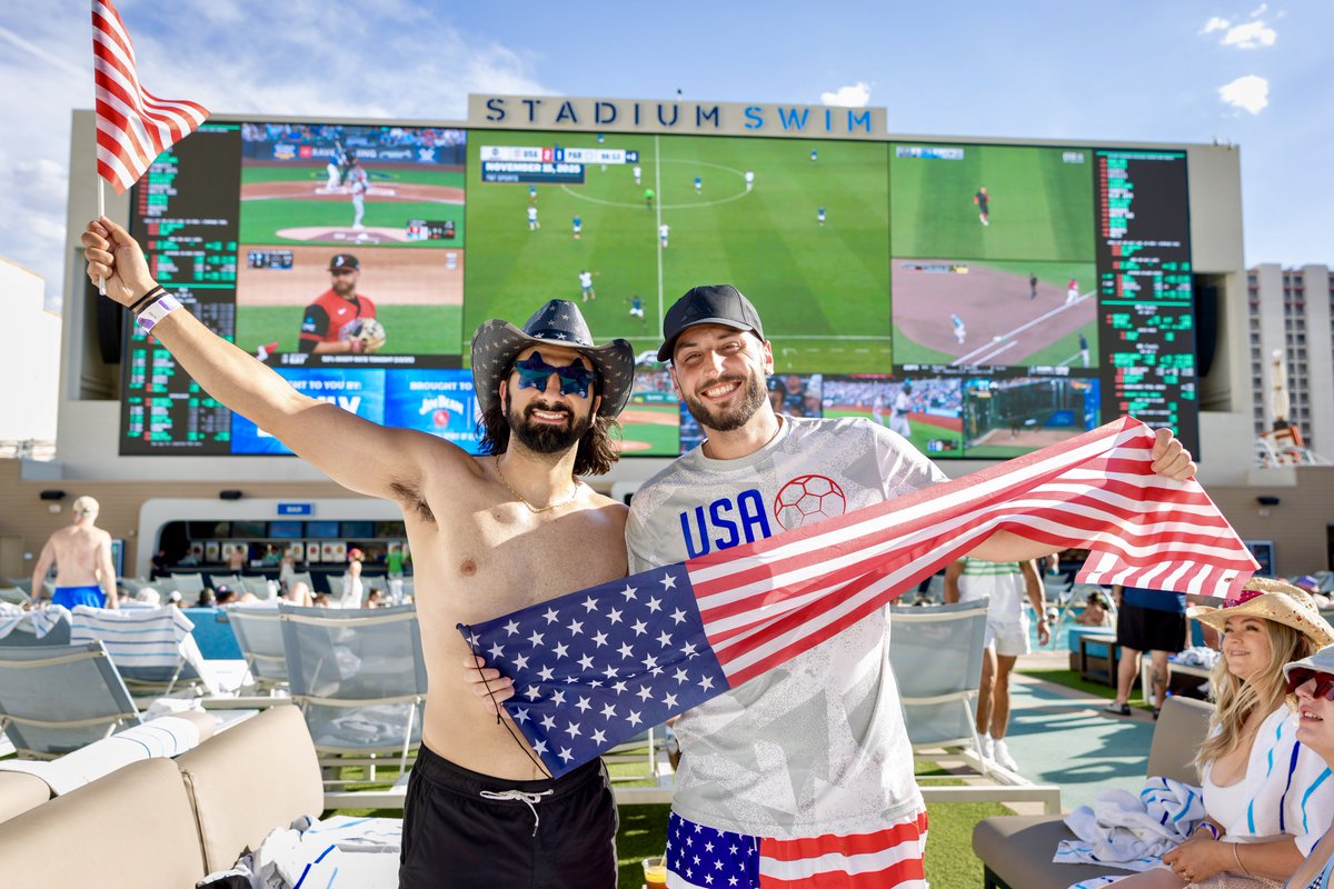 CircaLasVegas's tweet photo. TOMORROW… 🇺🇸⚽️

Join the Team USA festivities at @stadiumswim at 12PM! It’s gonna be an @afcbournemouth TAKEOVER and we’re so ready.

🤩 143-ft. screen
🔊 Full audio
🎁 Tyler Adams jersey giveaways 
&amp; MORE! 

Learn more: https://t.co/AZqDVaW9W7 https://t.co/U1BFp0OtCJ