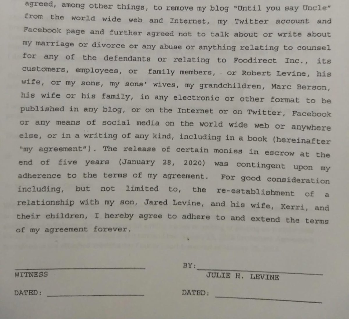 JulieLevineArt's tweet photo. #CoerciveControl isn’t a series of isolated arguments or a high conflict relationship where both sides are at fault. It’s a strategic continuous pattern of behavior to strip a person of their autonomy, freedom and sense of self. Like the document he wanted me to sign. https://t.co/2T5F0FCbJL
