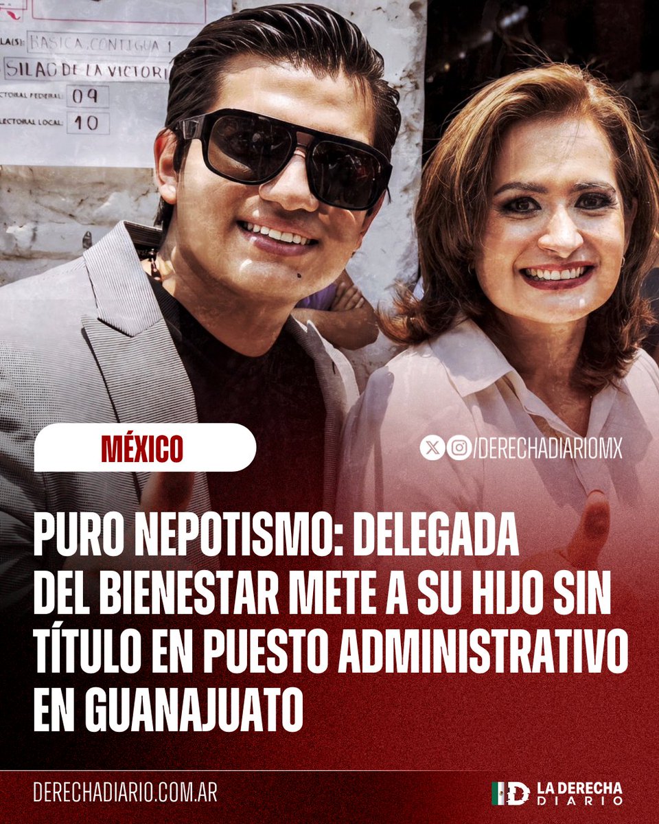 DerechaDiarioMX's tweet photo. 🚨🇲🇽 | PURO NEPOTISMO: La delegada del Bienestar en Guanajuato, Alma Alcaraz, metió a su hijo sin título a un puesto administrativo en el gobierno federal, mientras tiene a su hermano, Israel Alcaraz, metido también en la Profeco, porque ellos disfrutan de los privilegios que la "4T" le ofrece a la clase política.