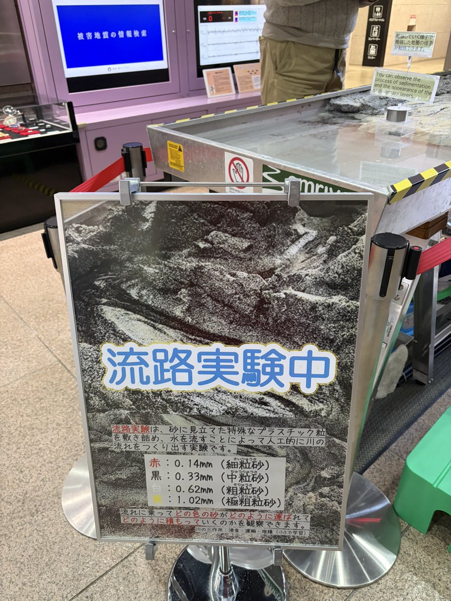 kiraranajiko's tweet photo. @TS86142 @naotoshi302 @SpaceWaveJapan 入り口に、川の流れで出来る地形が再現されてて、昔々理科で習ったことを目の前で体験出来てとても面白かったです！ https://t.co/xjXuFFv61I