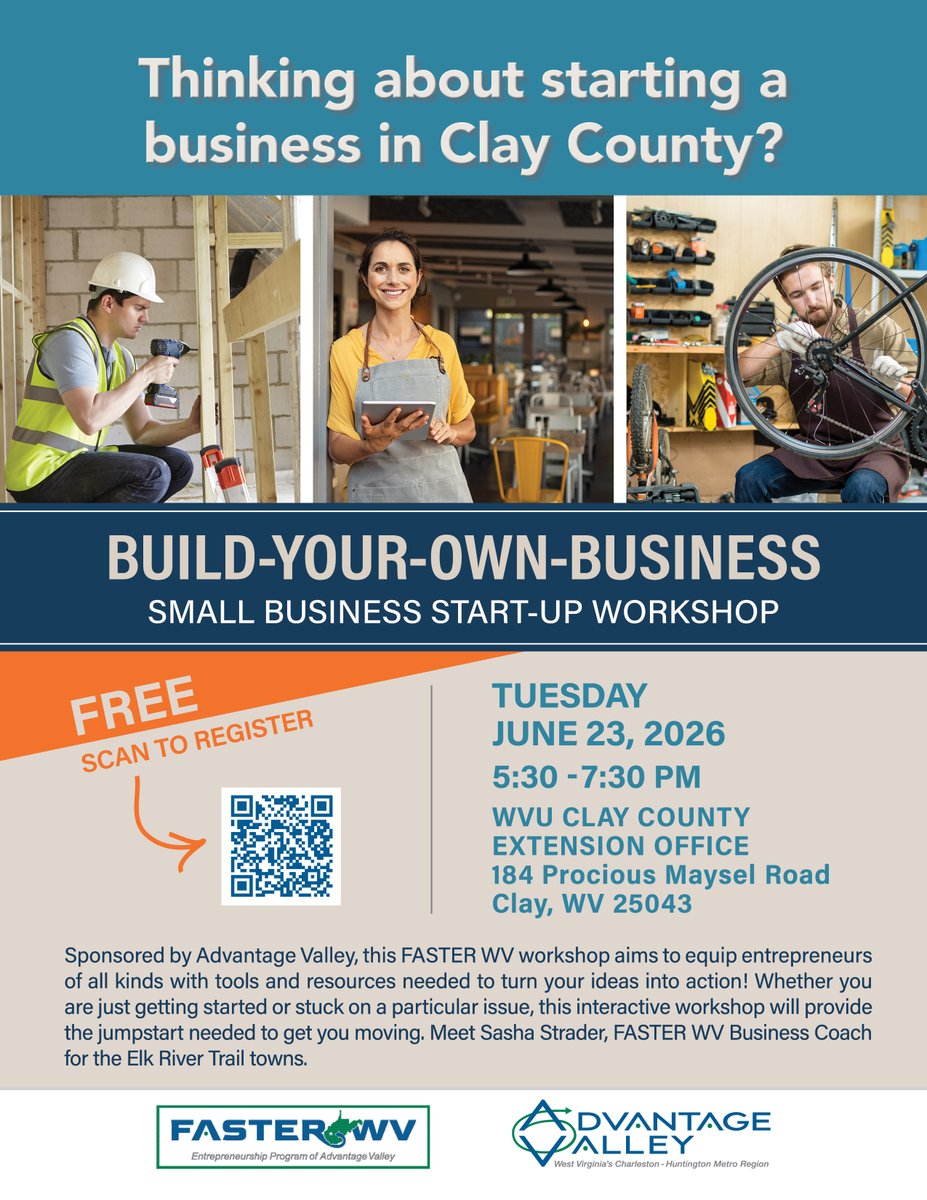 AdvntageValley's tweet photo. Two workshops. Two rural counties. Hundreds of possibilities!🌱 

Business opportunity lives along the Elk River and Elk River Trail!  

🚀Start or grow a business today!    

Register here: https://t.co/7iRSca77HZ 

#FASTERWV #yesWV #startup #smallbiz #WV https://t.co/EAOKsvYrzz