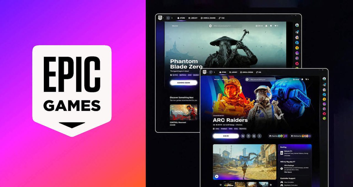 radaregn's tweet photo. تحديث ضخم وتاريخي لمتجر Epic Games! 🚨🔥

رسمياً، الكشف عن خارطة طريق 2026 اللي بتقدم تغيير شامل للمتجر ليكون أسرع بـ 5 مرات! أبرز الإضافات القادمة:
▪️ إعادة تصميم بالكامل وملفات شخصية (Avatars)
▪️ مراجعات للاعبين
▪️ فحص توافقية الألعاب مع جهازك
▪️ دعم شامل لأجهزة التحكم

#نرصد_متعتك | #RadarEGN | #EpicGames | #PCGaming