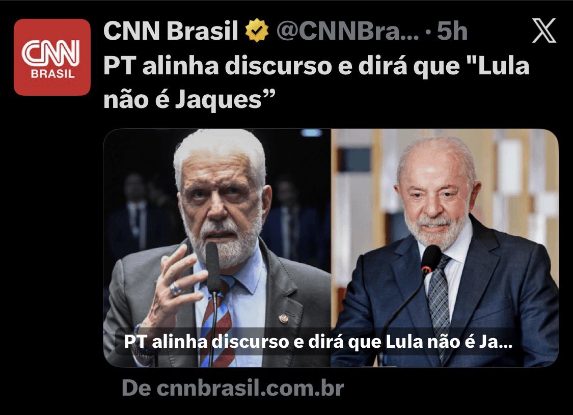 luizcl_souza's tweet photo. Isso é a cara do PT: lançar o companheiro à cobras quando ele vira uma ameaça. MAS JAQUES WAGNER É O LÍDER DO GOVERNO LULA NO SENADO. COMO NEGAR ISSO? https://t.co/WHhQLR59gR