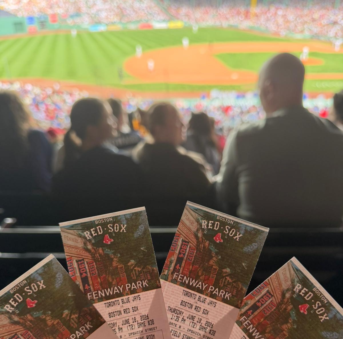 MarkPalmerST's tweet photo. My pals Calum and Sarah and their boys got to Fenway just after the ticket booths closed for tonight's game. Unbelievably kind gesture from Red Sox staff member Peter to open it back up and comp them four tickets. Boston  🤝 Tartan Army @MattMcCarthy985 https://t.co/u2susjYCHI