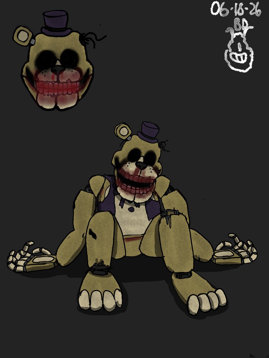TrueBlazerDrake's tweet photo. [1987 YellowBear - 3/4] The Darker one is YellowBear in 1993/FNaF 1, while the lighter one is YellowBear in 1987/FNaF 2 I even tried to emulate the 8 bit style from the death minigames for 1987 YellowBear's Glitchy effect. https://t.co/Qmg5CVtIMM