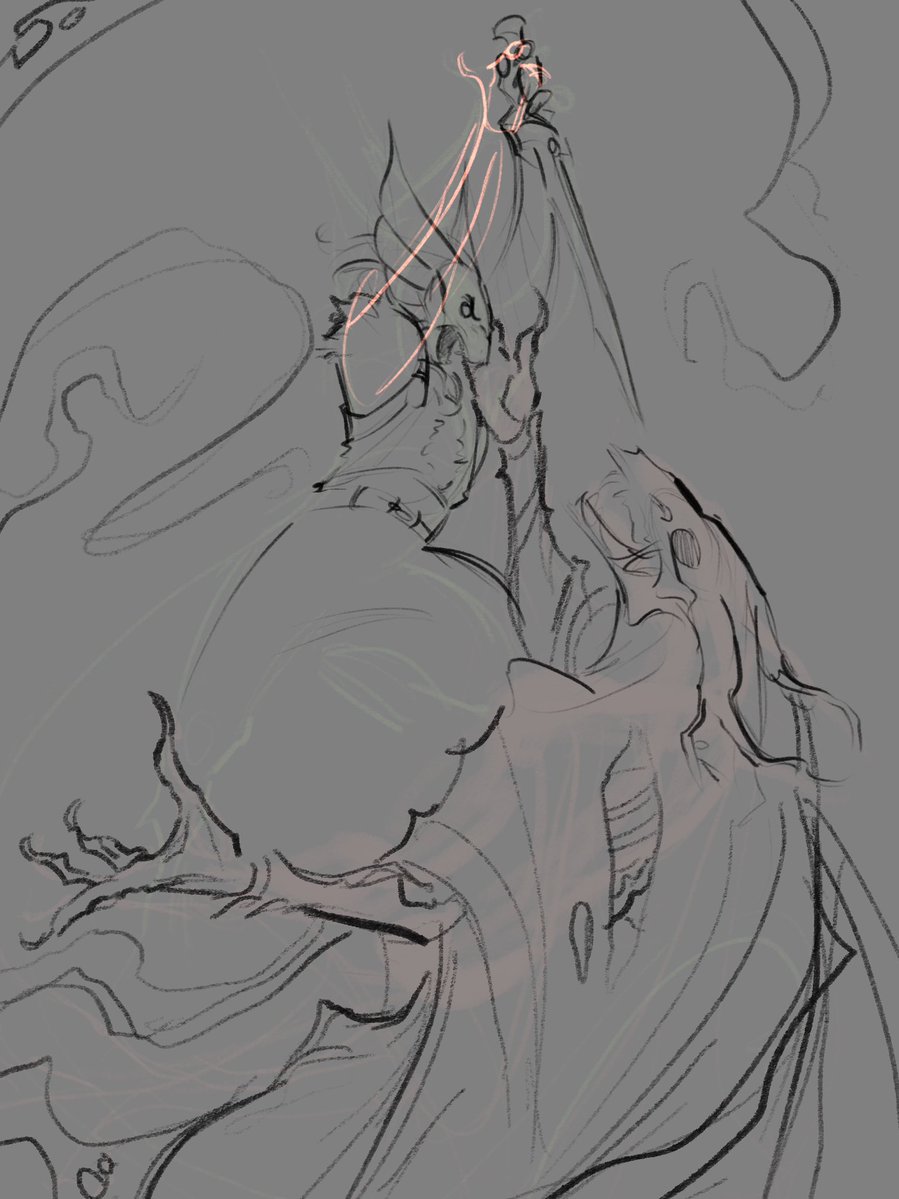 demgozellegs's tweet photo. Sketch between work breaks of my sorcerer “killing” a witch. https://t.co/d6PYBZBHRj