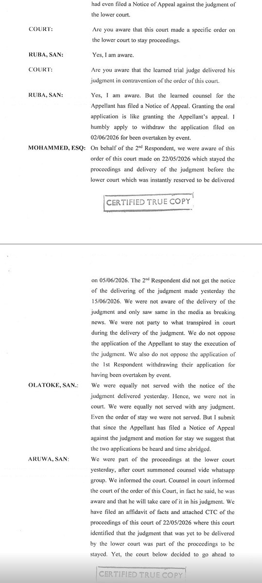ChidiOdinkalu's tweet photo. The Record of Proceedings of @NGCourtofAppeal reveal the egregiousness of the willfulness of Peter Lifu - who claims to be a judge of @FederalHigh - in their full majesty. They leave no room for speculation.

Peter Lifu is worse than a #RunsJudge. @njcNig can choose to allow him to hide under the cloak of his political godfathers. The damage is already inestimable.