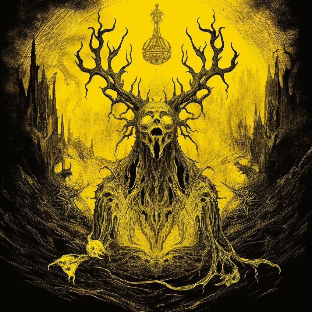 SaintandSpecter's tweet photo. Strange is the night where black stars rise,
And strange moons circle through the skies;
But stranger still is
Lost Carcosa.

#TheKingInYellow #Carcosa #RobertWChambers #WeirdFiction #CosmicHorror #Lovecraftian #HorrorArt #DarkFantasy #StrangeTales #Mythos https://t.co/AyumPSjocA