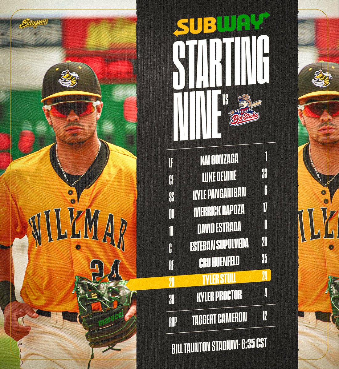 WillmarStingers's tweet photo. Lineup for the Nightcap!

#StingEm https://t.co/JDgT7zDxDB