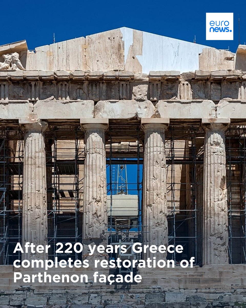 euronews's tweet photo. After 220 years Greece completes restoration of Parthenon façade
➡️ https://t.co/t9DiHB1f8f https://t.co/5RFYjCyRKi