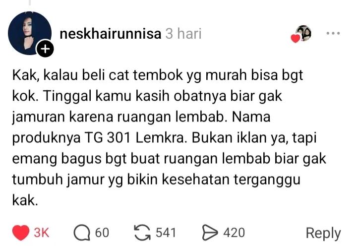 pickmegrlv's tweet photo. KAKK, KAMU BAIK BANGET BOCORIN INFO SEVALID INI 🙏🏻😭
Apalagi buat yang sering pusing gara-gara tembok rumahnya jamuran
Ternyata asal cat ulang aja belum cukup!! 😭 https://t.co/BWLiDM2zoB