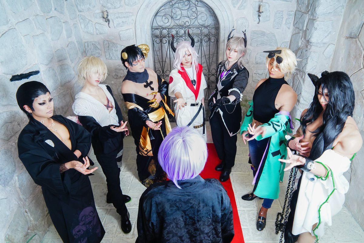 toraonoonigiri's tweet photo. 【コスプレ】
5/31、池袋マイスタイル( @mystyle_1st2nd )

✝地獄のどこが悪い？😈

皆様のおかげで夢にまで見たヘルバ7王➕末裔♂での大変豪華な合わせが実現いたしました！ありがとうございます！😭🙏✨
地獄はどこもいいぞ❤️💛💜💚🤍🖤♥️

#集まれヘルバの森20260531
#WHB  #WHB_Cosplay https://t.co/OGeB9m3R0W