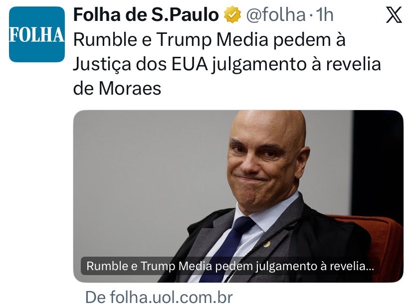 ericksalzerr's tweet photo. 🚨MORAES SERÁ JULGADO🚨
Seguindo o devido processo legal, Moraes foi devidamente citado, Justiça dos EUA deve autorizar julgamento à revelia! Moraes será julgado!
#MoraesReu #ForaMoraes #MoraesJulgado https://t.co/8Fs79UwhKj