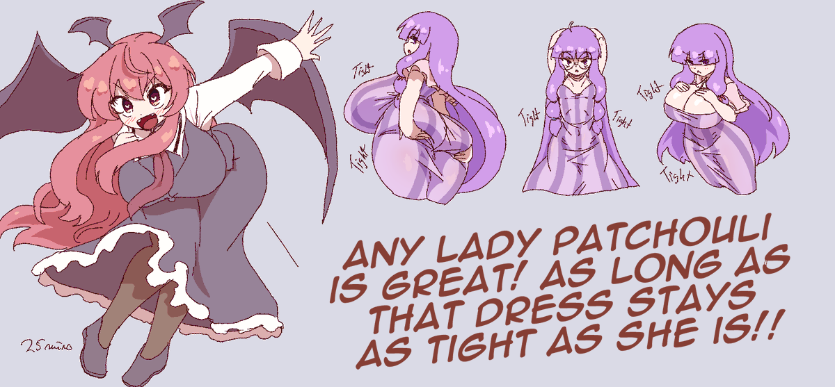 MaskedxAgent's tweet photo. Practice Doodles

The Patchouli debated had me hooked, so I decided I had to weigh in...

Which Patchouli do you think is optimal? 

Or do you subscribe to Koakuma's reasoning and give them all the win for wearing that really thin dress. https://t.co/cY1i5r6qgw