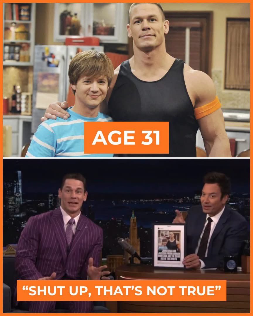 Undisputed1001's tweet photo. John Cena found out live on Jimmy Fallon that he and Jason Earles were BOTH 31 when they filmed Hannah Montana together 😂💀 https://t.co/MrdaOGEWrX