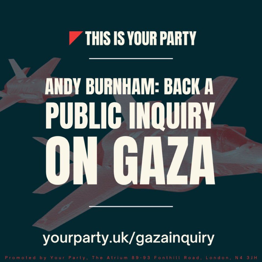 thisisyourparty's tweet photo. If Burnham represents change, he must back a public inquiry into Gaza.

But if he fails this moral test, he'll fail them all. https://t.co/8yFHNnqcRc