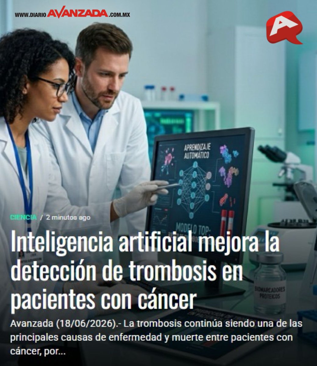DiarioAvanzada's tweet photo. Inteligencia artificial mejora la detección de trombosis en pacientes con cáncer https://t.co/RA6xqWfFGA https://t.co/nCoUF9o9Ss