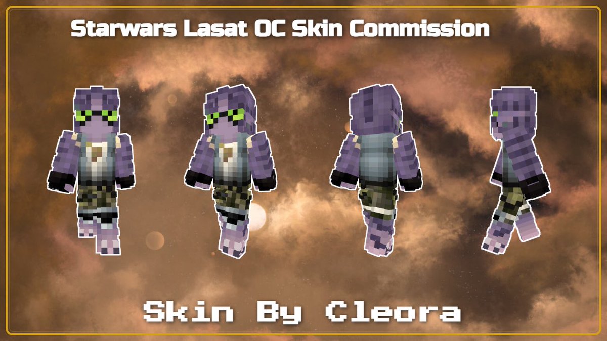 RealCleora's tweet photo. Anyone who plays Minecraft who is into Star Wars? 

Did a custom Star Wars alien race; Lasat (OC) commission recently! 

#minecraft #minecraftskin #cleoraskins #starwars #minecraftstarwars #mcskins #commissions #commissionsopen #starwarslasat https://t.co/5X1jIaDyz8