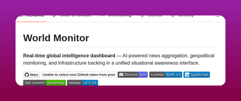 tom_doerr's tweet photo. Aggregates global news, geopolitics, and infrastructure data

https://t.co/dLEMqvZA5C https://t.co/ajslC98ApM